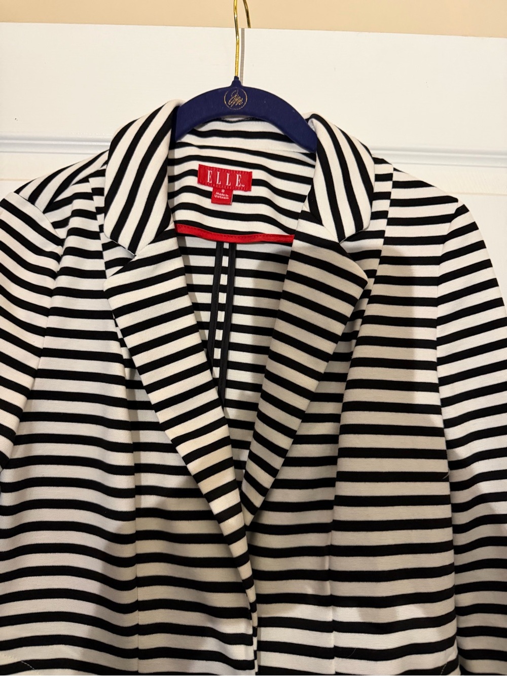 ELLE Black and White Striped Blazer